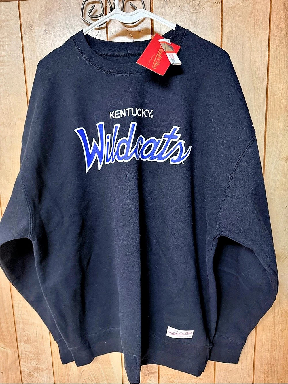 Mitchell & Ness NCAA Elite Script Crew Kentucky Wildcats Black Blue 2XL NWT